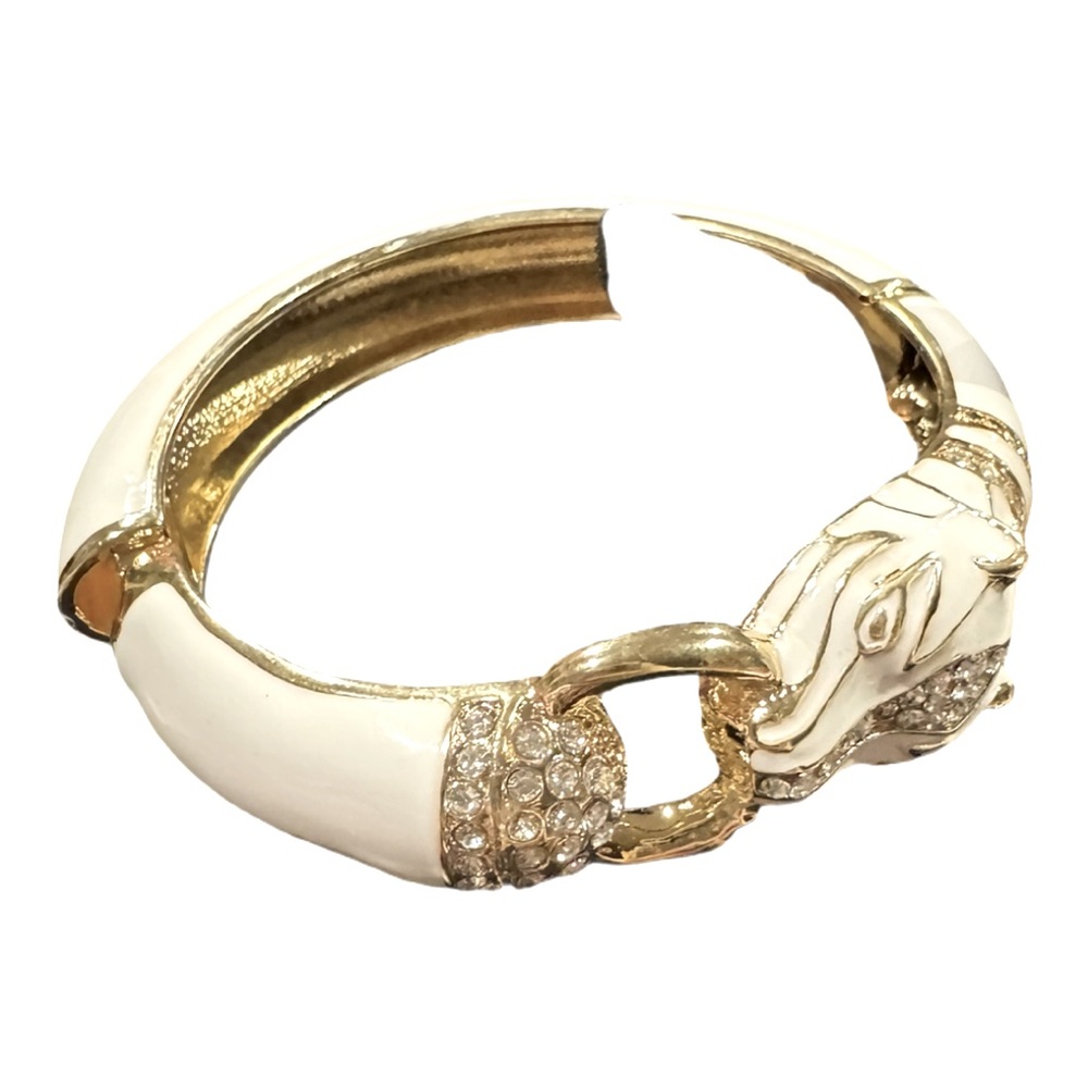 White Enamel Jaguar Clamper Bracelet - Picture 8 of 15
